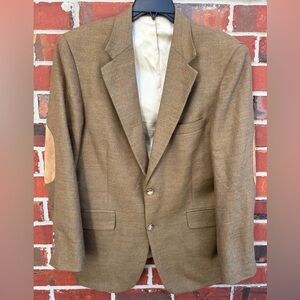 Vintage Christian Brooks 2 Button Brown Wool 40R Wool Blazer Elbow Pads USA M1